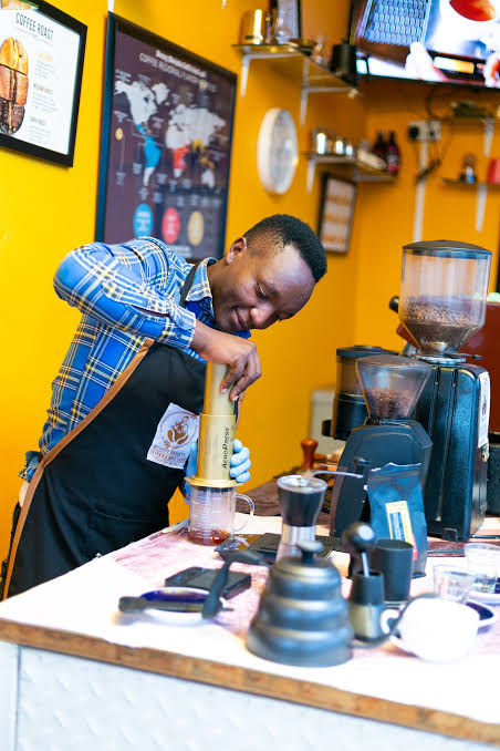 Coffee preparation at Bonny Barista